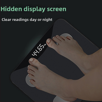 Váha na telesný tuk s ergonomickým dizajnom klenby chodidla (SZM001, LED displej, obrazovka 70×34 mm, rozsah hmotnosti 5–180 kg, tvrdené sklo)