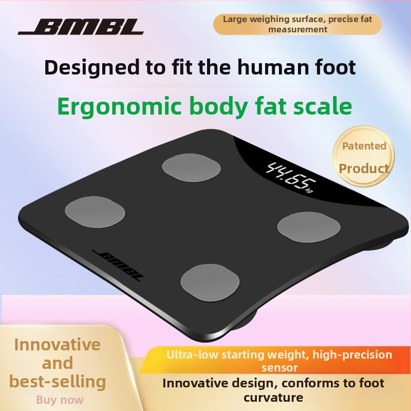Váha na telesný tuk s ergonomickým dizajnom klenby chodidla (SZM001, LED displej, obrazovka 70×34 mm, rozsah hmotnosti 5–180 kg, tvrdené sklo)