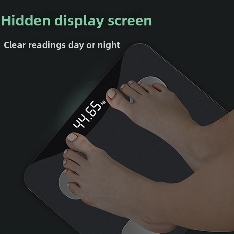 Váha na telesný tuk s ergonomickým dizajnom klenby chodidla (SZM001, LED displej, obrazovka 70×34 mm, rozsah hmotnosti 5–180 kg, tvrdené sklo)