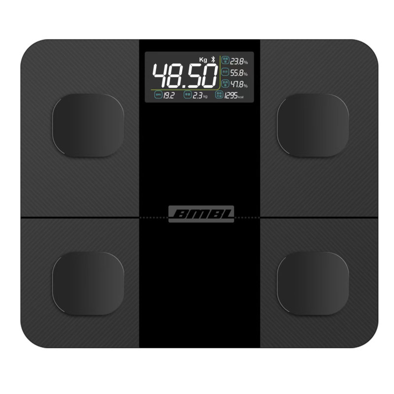 Vaga za tjelesnu masnoću s ergonomskim dizajnom za stopala (SZM001, LED zaslon, zaslon 70×34 mm, raspon vaganja 5–180 kg, kaljeno staklo)