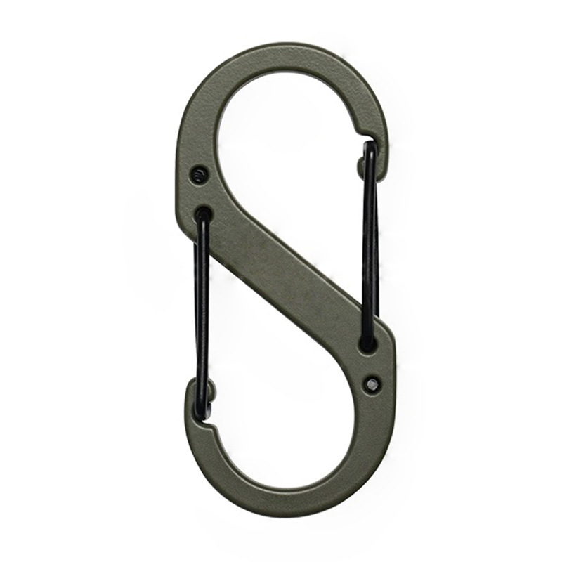 Karabiner od cinkove legure, S-oblika, s brzim otpuštanjem, otporan na habanje i hrđu, nosivost 135 kg