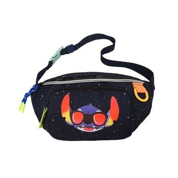 Dječja pojasna torbica Stitch s karikaturnim motivom, platno materijal, podstava od poliester, dihaća, unisex, za vrtić