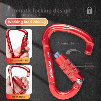 Canle hruškovitého tvaru hliníkový karabín so skrutkovacím zámkom, nosnosť 2800N, bezpečnostný hák pre lezenie v prírode