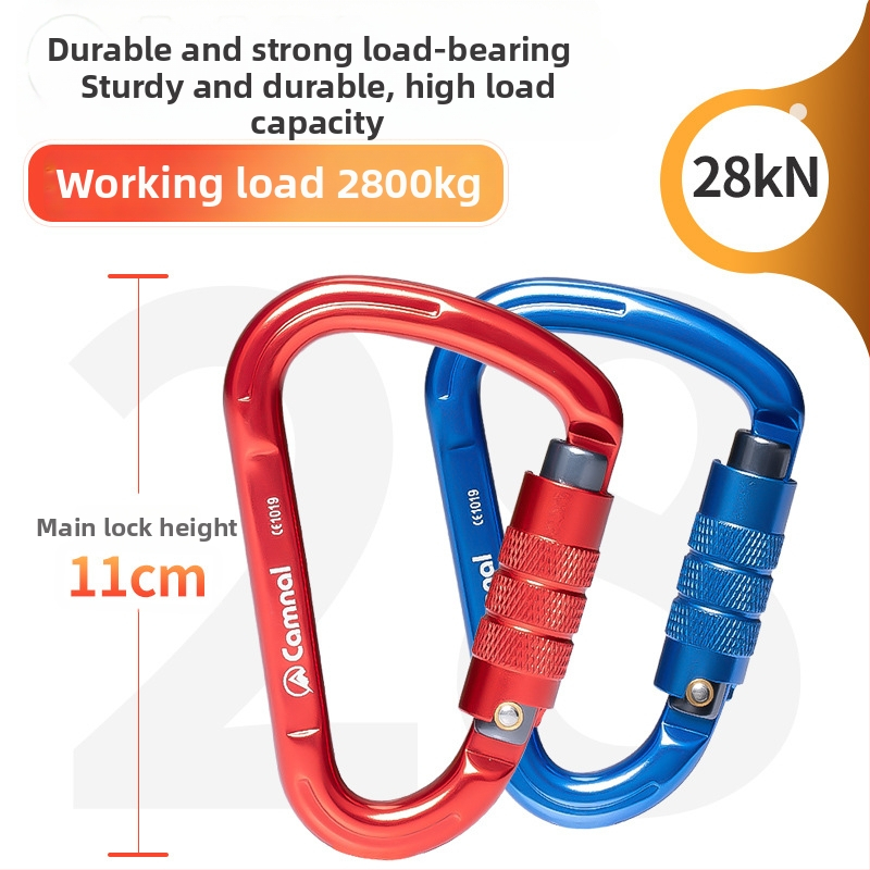 Canle hruškovitého tvaru hliníkový karabín so skrutkovacím zámkom, nosnosť 2800N, bezpečnostný hák pre lezenie v prírode