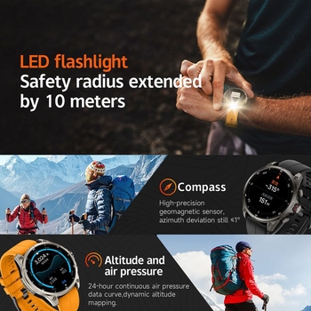 Smartwatch cu GPS, display AMOLED, baterie 660mAh, rezistent la apă 5ATM, monitorizare ritm cardiac