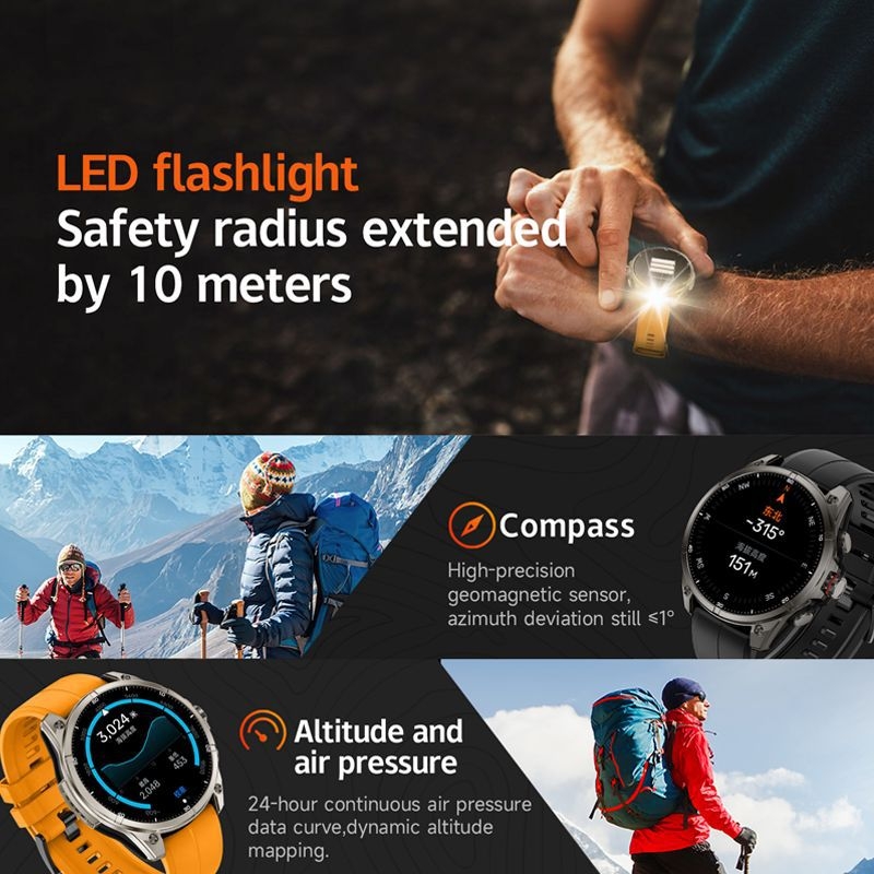 Smartwatch cu GPS, display AMOLED, baterie 660mAh, rezistent la apă 5ATM, monitorizare ritm cardiac