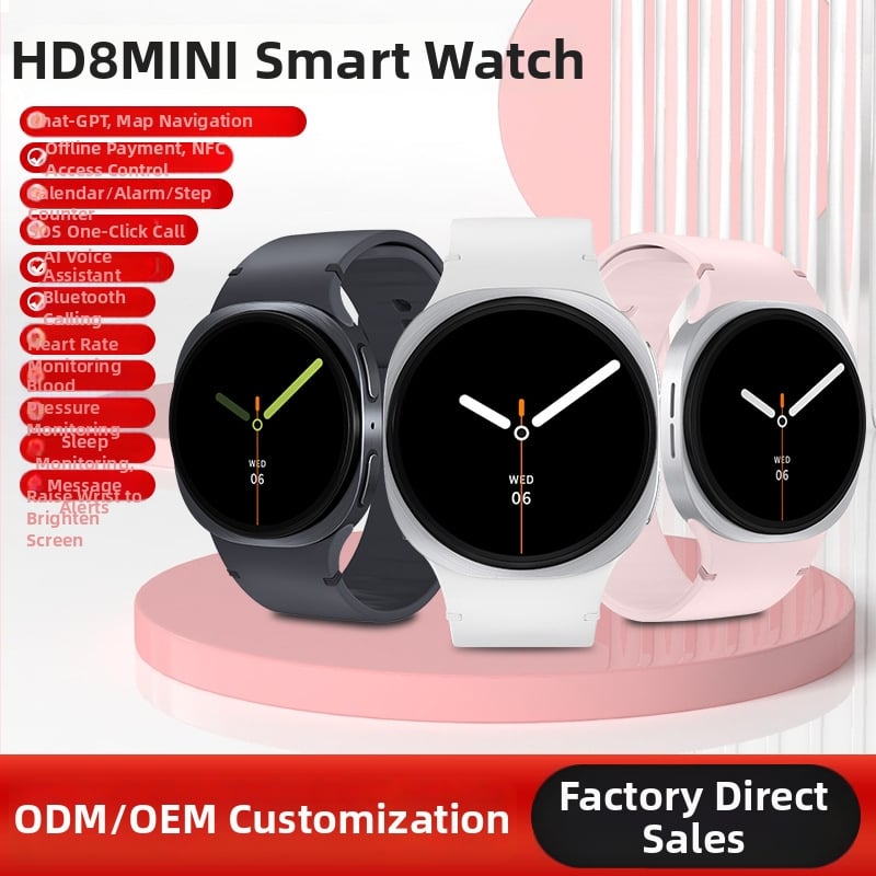 HD8Mini pametni sat s mjerenjem srčanog ritma i zasićenja krvi kisikom, praćenje sna, NFC, trajanje baterije 7–14 dana