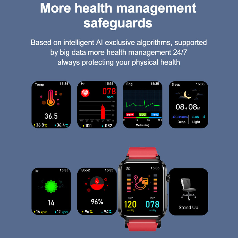 Ceas inteligent de sănătate – măsurare tensiune arterială, ECG, monitorizare ritm cardiac, monitorizare uric acid și lipide, monitorizare oxigen din sânge
