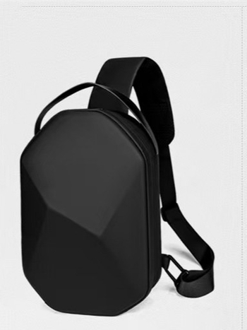 Muška torbica za prsa s tvrdim kućištem i polyedrijskim dizajnom, otporan poliester, crossbody za poslovna putovanja