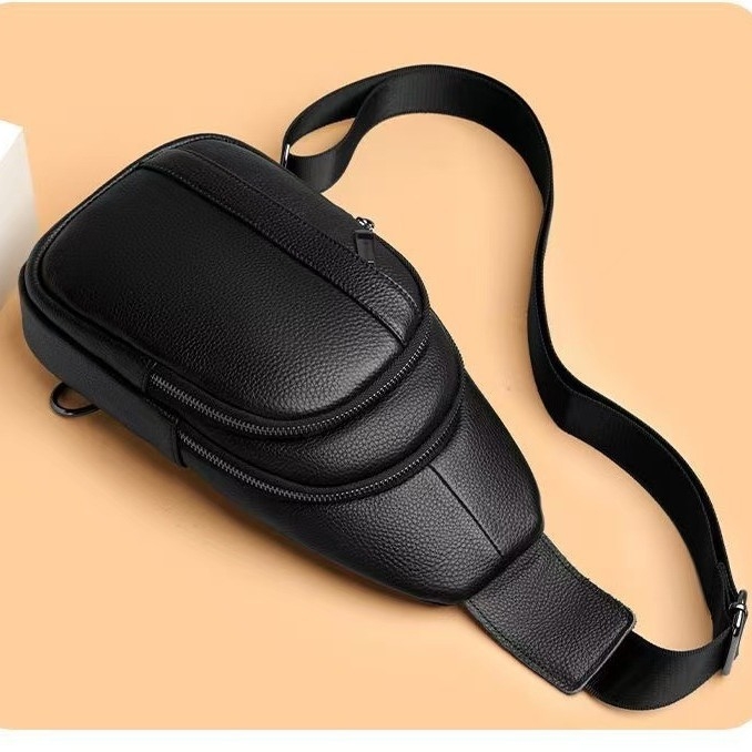 Muška kožna torbica preko ramena, Top Grain teleća koža, Lychee Grain koža, prozračna, antibakterijska, otporna na habanje, podstava od poliestera