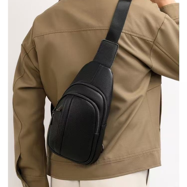 Muška kožna torbica preko ramena, Top Grain teleća koža, Lychee Grain koža, prozračna, antibakterijska, otporna na habanje, podstava od poliestera