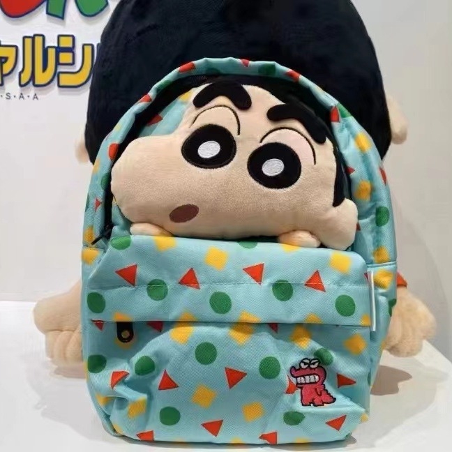 Školski ruksak sa slatkim crtić likom Shin-chan - platno, super lagan, dječji stil, uzorak: likovi, naramenice s zračnim jastučićem