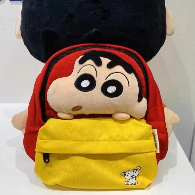 Školski ruksak sa slatkim crtić likom Shin-chan - platno, super lagan, dječji stil, uzorak: likovi, naramenice s zračnim jastučićem