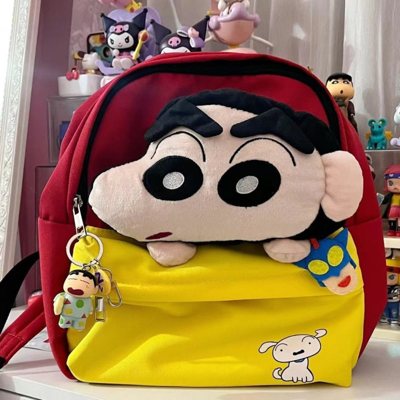 Školski ruksak sa slatkim crtić likom Shin-chan - platno, super lagan, dječji stil, uzorak: likovi, naramenice s zračnim jastučićem