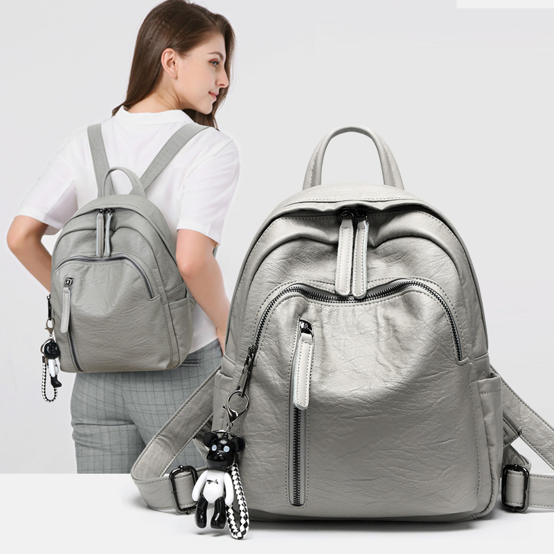 Ženski ruksak od sintetičke kože, zapremnine 20–35L, ergonomska stražnja ploča, kompatibilan s 10-inčnim prijenosnikom, ulični stil