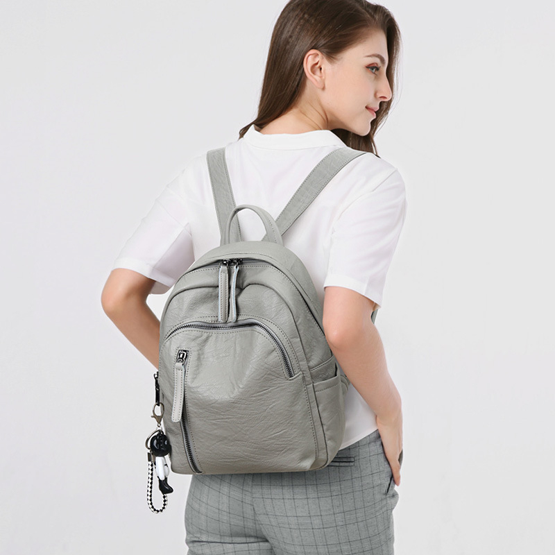 Ženski ruksak od sintetičke kože, zapremnine 20–35L, ergonomska stražnja ploča, kompatibilan s 10-inčnim prijenosnikom, ulični stil
