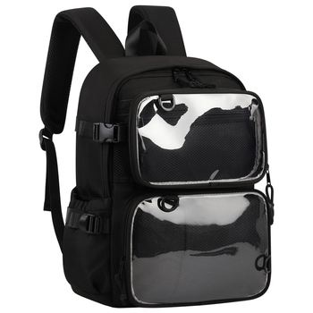 Унисекс училищна раница, 900D Twill, сваляща се прозрачна, презрамки с въздушна подложка