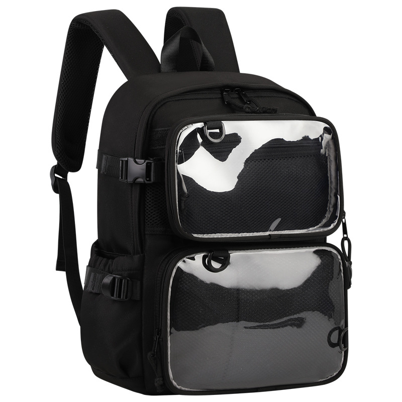 Унисекс училищна раница, 900D Twill, сваляща се прозрачна, презрамки с въздушна подложка