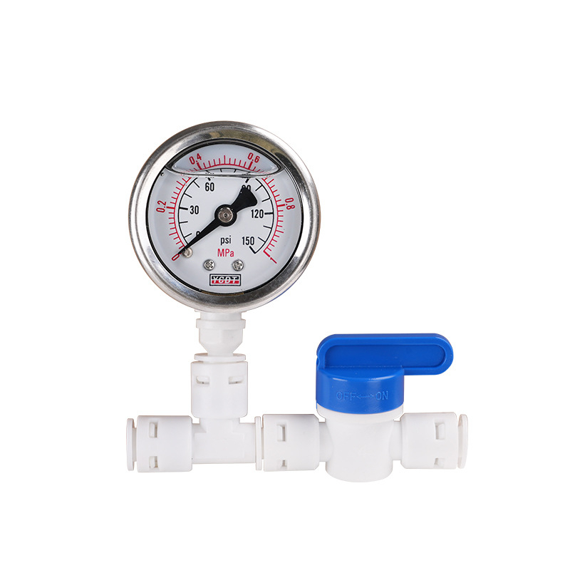 Манометър за водно налягане за домашен кухненски филтър, измерва налягането, свързване към водопровод, модел: воден манометър