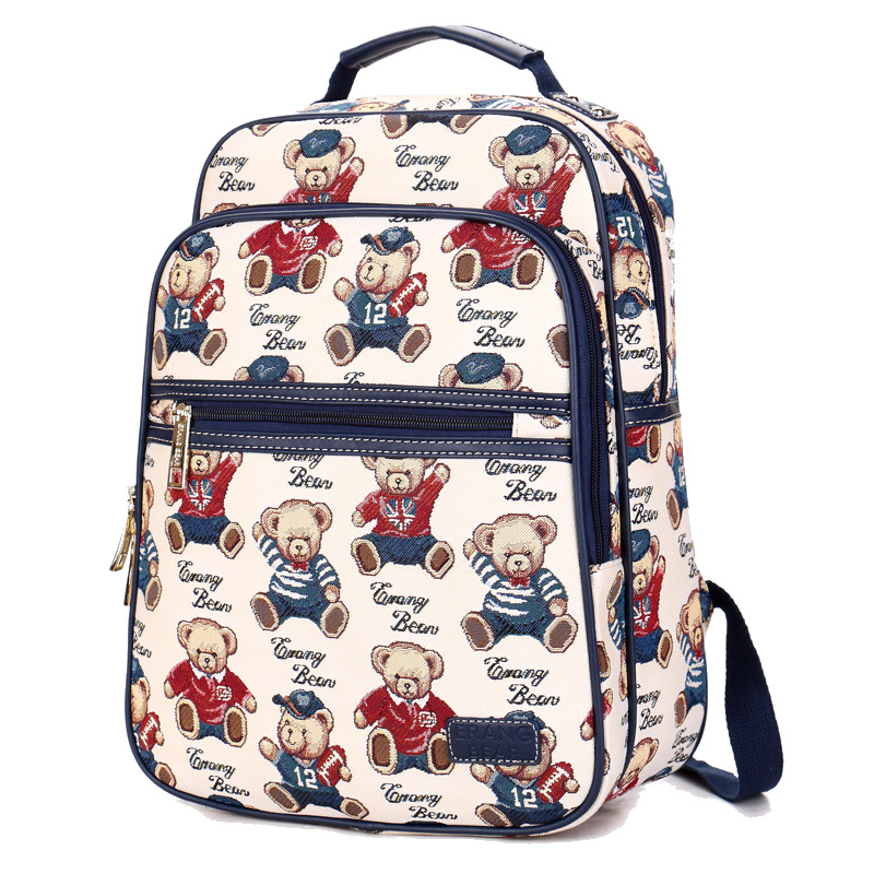 Bear Attachment ženski ruksak, poliester, kapacitet 20–35L, ultra lagan, anime crtani uzorak, svjež i sladak stil