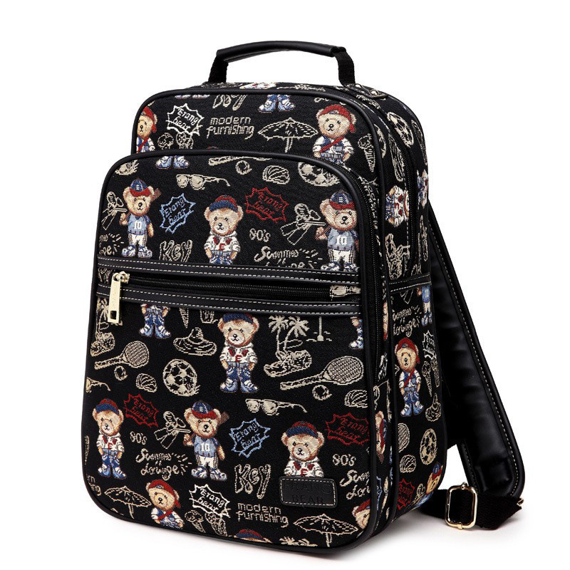 Bear Attachment ženski ruksak, poliester, kapacitet 20–35L, ultra lagan, anime crtani uzorak, svjež i sladak stil