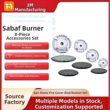 Sabaf gaasipliidi tarvikud: tasapinnaline leekkate + leekjaoturi komplekt; metallist kate + leekjaotur; manuaalne paigaldus; neto kaal 500 g