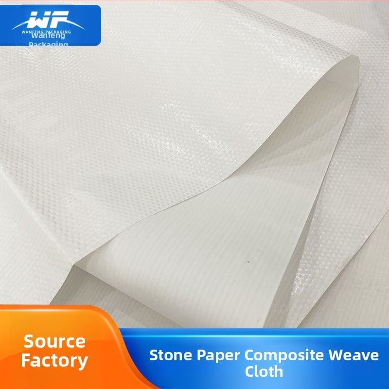 Kompozit szövött csomagoló tasak; anyag: kőpapír + PE fólia + háromrétegű szövött anyag; vastagság 50; terhelhetőség 45