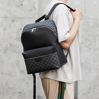 Unisex poslovni ruksak od PU kože, vodootporan, kapacitet manje od 20 L, kompatibilan s 15-inčnim prijenosnikom, geometrijski uzorak