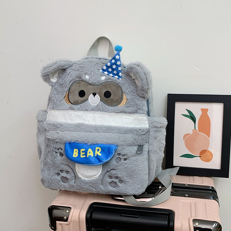 Gyerek plüss medve hátizsák, nagy kapacitású, aranyos rajzfilm-stílusú, tehermentesítő kialakítás, poliészter bélés, óvodába