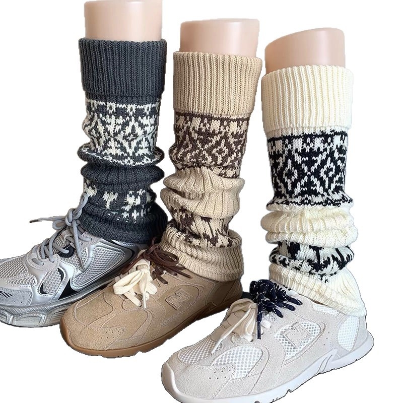 Plete navlake za listove, debelo pletenje, Fair Isle uzorak, pamuk materijal, na skladištu, bez prilagodbi