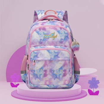 Ученическа раница за момичета от началното училище, марка MOK, Oxford плат, водоустойчива и износоустойчива, криви презрамки, модел 22027