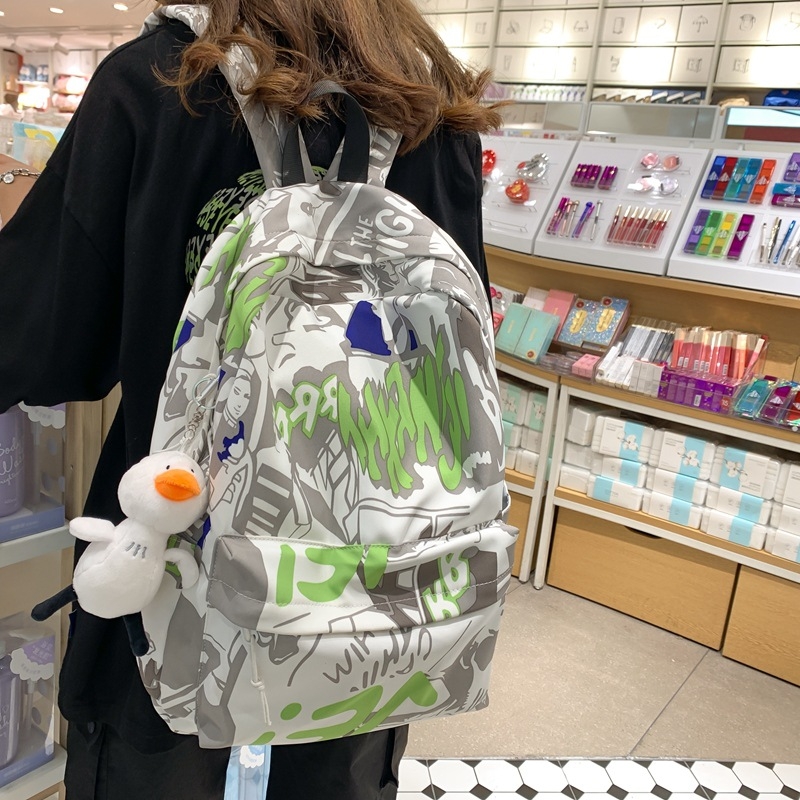 2023 korejski stil grafiti INS ruksak, unisex, velik kapacitet, najlon