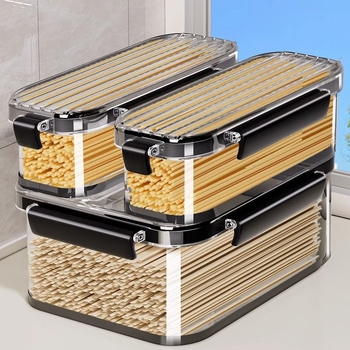 Κουτί αποθήκευσης ζυμαρικών από PET – ορθογώνιο, σφραγιζόμενο καπάκι, κατάλληλο για ζυμαρικά και δημητριακά, σε σκανδιναβικό στυλ