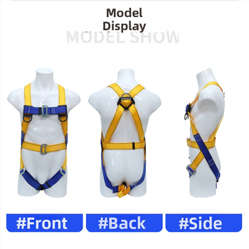 Päťbodový bezpečnostný pás s dvojitým hákom a buffer taškou z polyesteru, pre opravy HVAC a stavebné práce – proti pádu