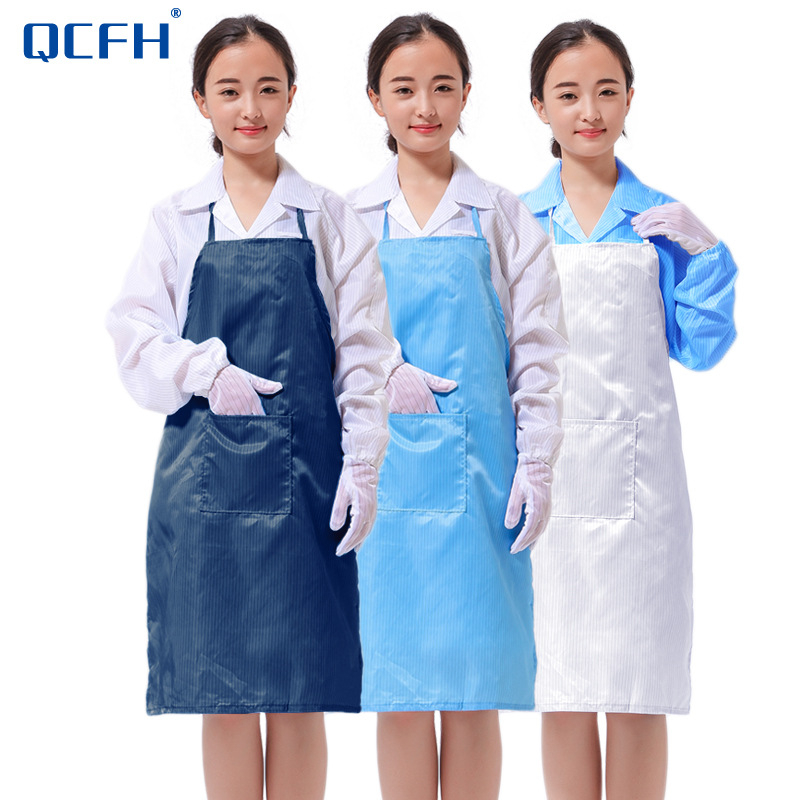 Антистатична престилка с прахозащита за кухня и работилница – полиестер + проводяща коприна; леко тегло 0,06 кг; за фабрично използване; налични цветови опции