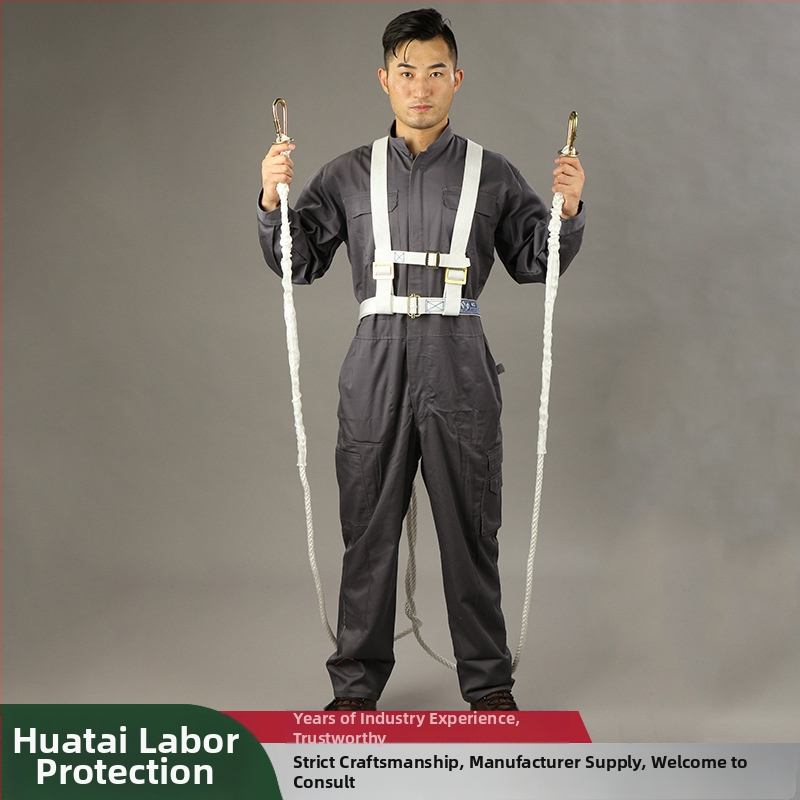 Huatai Hamă de siguranță pentru muncă la înălțime, corp întreg, cinci puncte, cu funie de siguranță 2–5 m, curea din polietilenă și funie din poliamid-ester