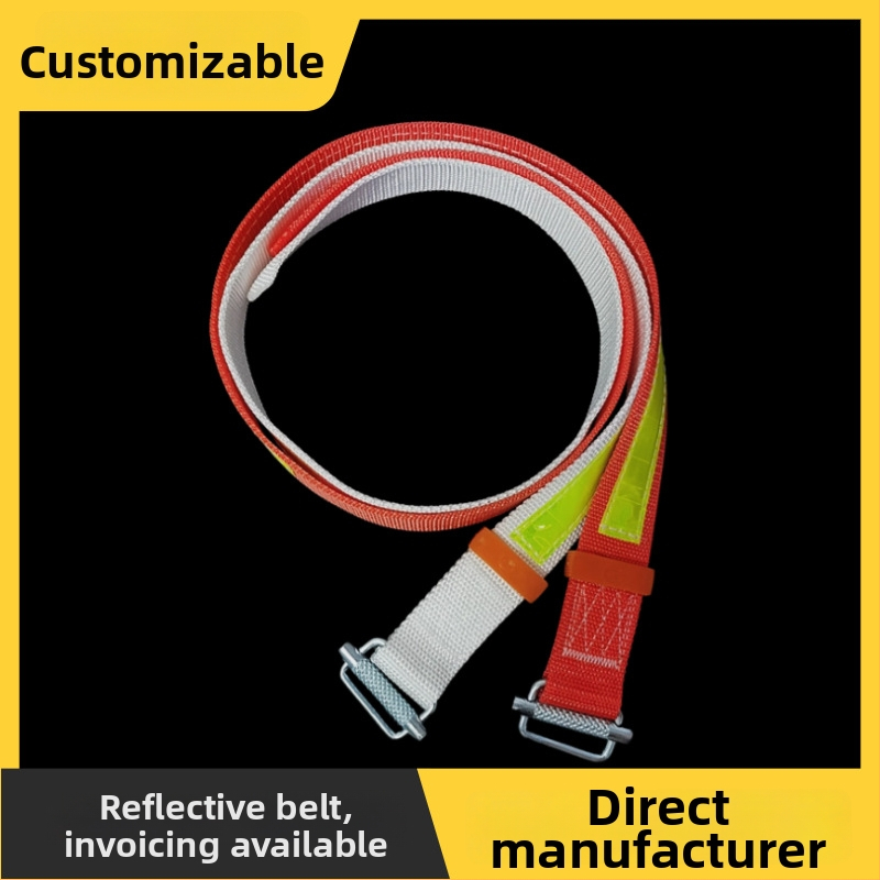Ťažobný bezpečnostný pás s reflexnou páskou, dĺžka 1,2 m, popruh z polypropylénu, nylonové lano, nosnosť 100 kg