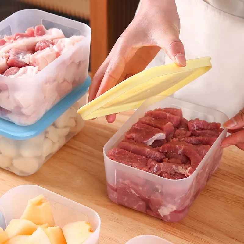 Πλαστικό δοχείο αποθήκευσης τροφίμων για κουζίνα, ψυγείο και κατάψυξη — σφραγιζόμενο, φορητό, μινιμαλιστικός σχεδιασμός, για φρούτα, λαχανικά και κρέας