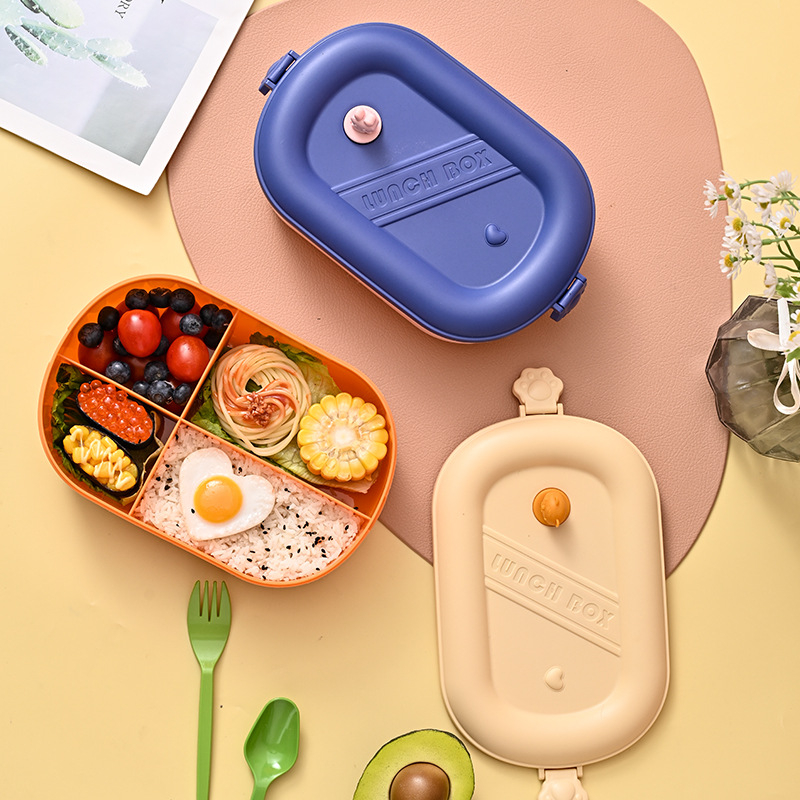 Ланч бокс за микровълнова печка, хранителен клас пластмаса, квадратна двуслойна бенто кутия с отделения, вместимост 2.1–3 л