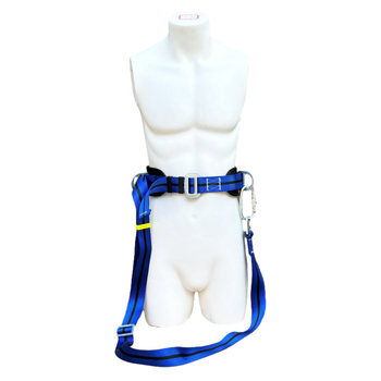 Villanyszerelő biztonsági öv oszlopmászáshoz, egyoldali deréköv, 100 kg teherbírás, PP öv, poliészter kötél, kötélhossz 2 m