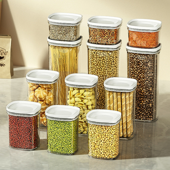 Plastična posuda za skladištenje hrane za žitarice i grah, četvrtasti oblik, kapacitet 301–500 ml, moderan minimalistički dizajn, Qiwang