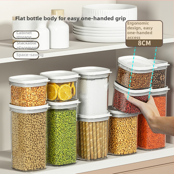 Plastična posuda za skladištenje hrane za žitarice i grah, četvrtasti oblik, kapacitet 301–500 ml, moderan minimalistički dizajn, Qiwang