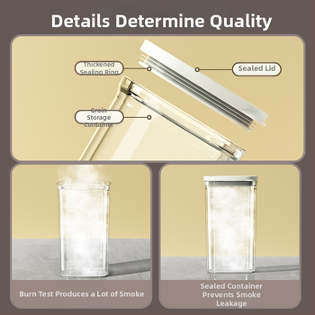Plastična posuda za skladištenje hrane za žitarice i grah, četvrtasti oblik, kapacitet 301–500 ml, moderan minimalistički dizajn, Qiwang
