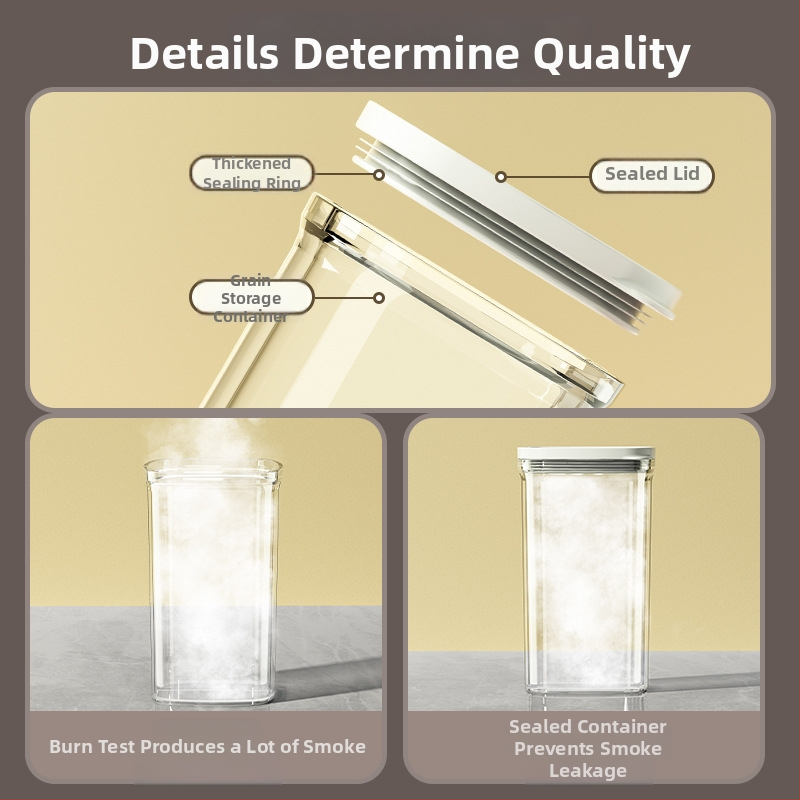Plastična posuda za skladištenje hrane za žitarice i grah, četvrtasti oblik, kapacitet 301–500 ml, moderan minimalistički dizajn, Qiwang