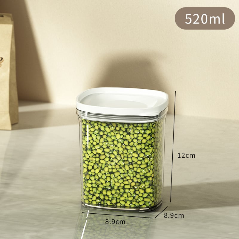 Plastična posuda za skladištenje hrane za žitarice i grah, četvrtasti oblik, kapacitet 301–500 ml, moderan minimalistički dizajn, Qiwang