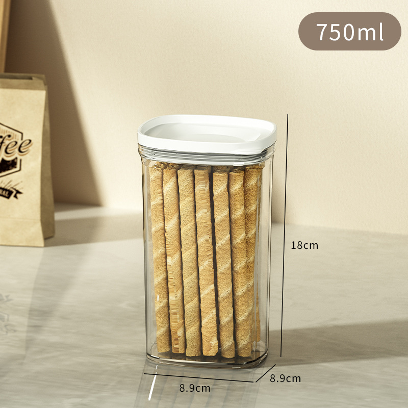 Plastična posuda za skladištenje hrane za žitarice i grah, četvrtasti oblik, kapacitet 301–500 ml, moderan minimalistički dizajn, Qiwang