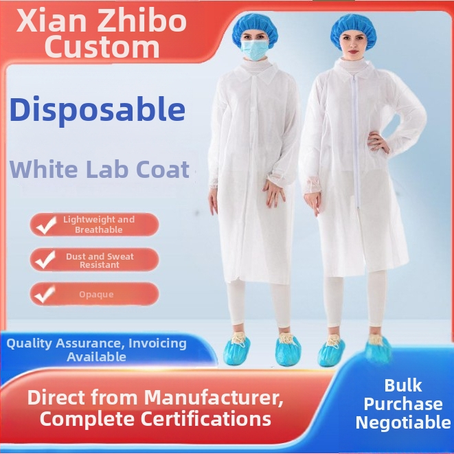Jednokratna laboratorijska haljina od netkanog materijala, zaštita od prašine, Model OEM-LABCOAT, Težina 60 g