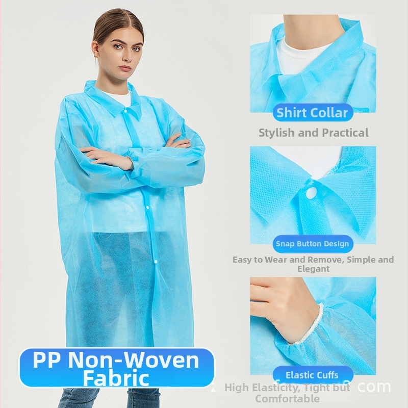 Jednokratna laboratorijska haljina od netkanog materijala, zaštita od prašine, Model OEM-LABCOAT, Težina 60 g