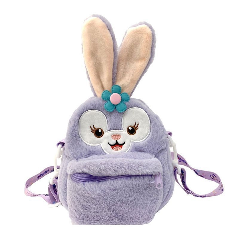 Geantă pluș cu motiv stea și vulpe, mini rucsac drăguț pentru grădiniță, exterior PU, căptușeală velur, brand Initial Exhibition, lansare primăvara 2024