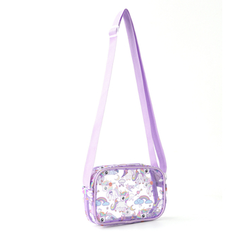 Torba preko ramena s motivom jednoroga, gradski minimalistički stil, PVC materijal, podstava poliester, sklopiva